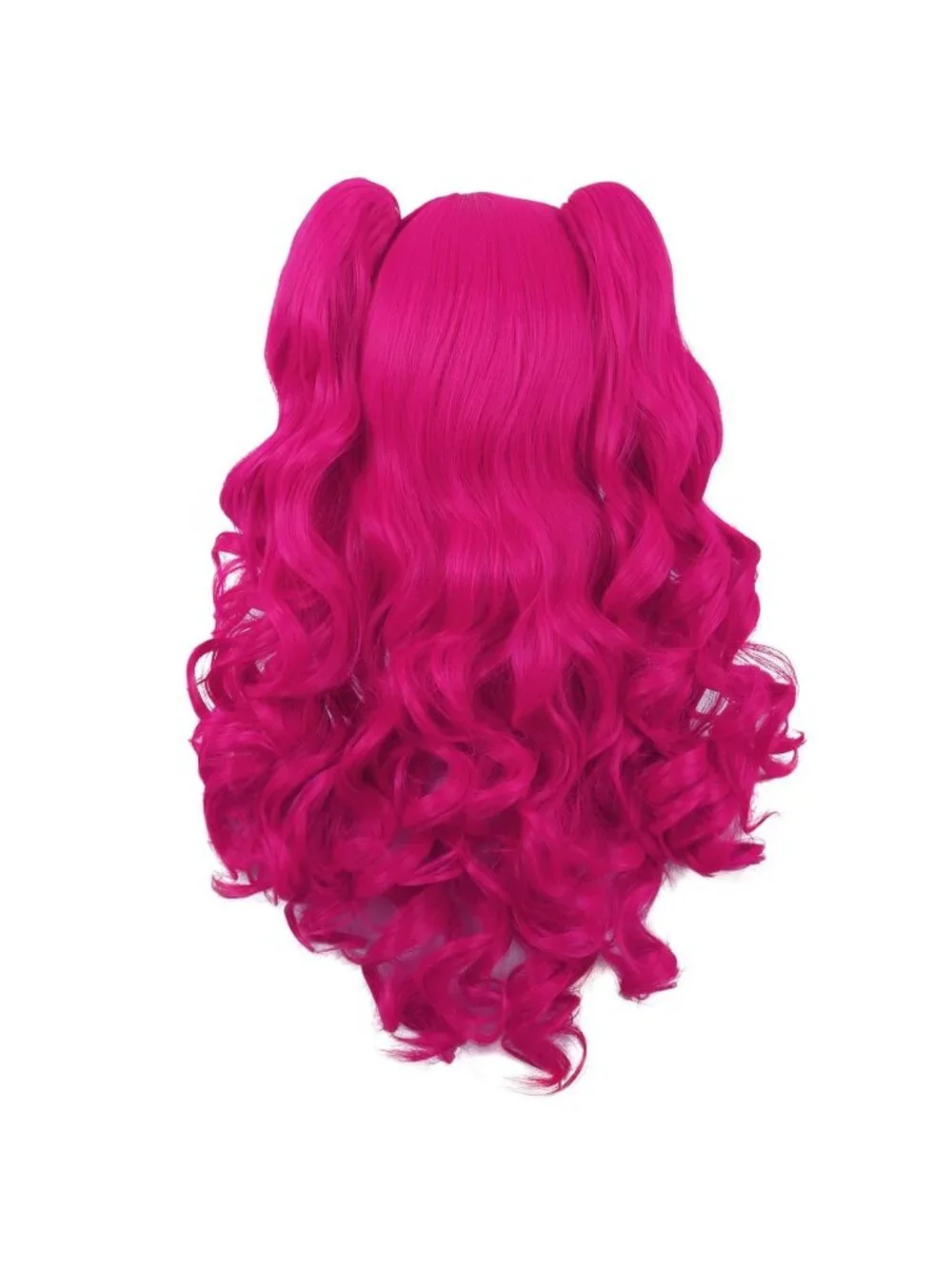 Women's Hot Pink 28 Inch Lolita Long Curly 2 Ponytails Clip On Cosplay Wigs